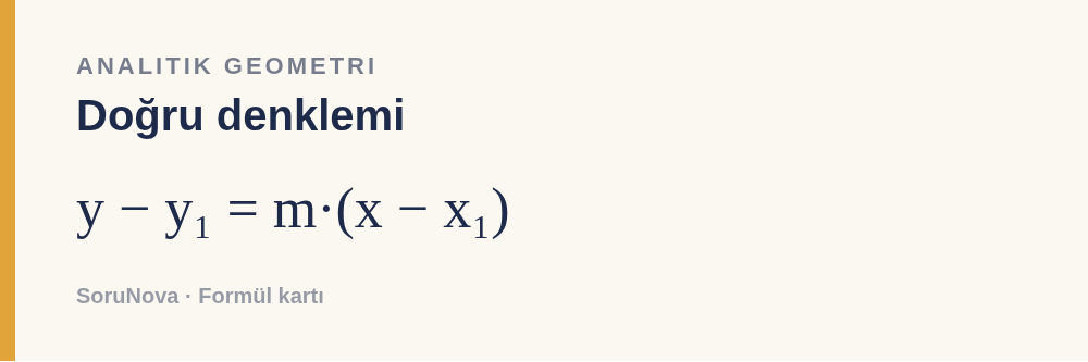 Doğru denklemi: y − y₁ = m·(x − x₁)