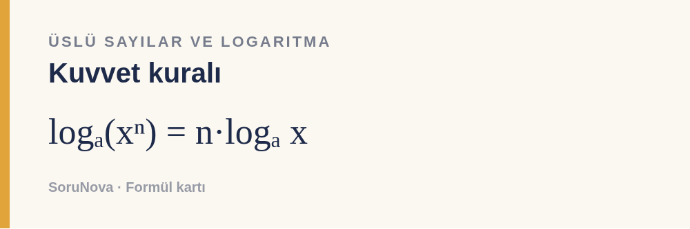 Kuvvet kuralı: logₐ(xⁿ) = n·logₐ x