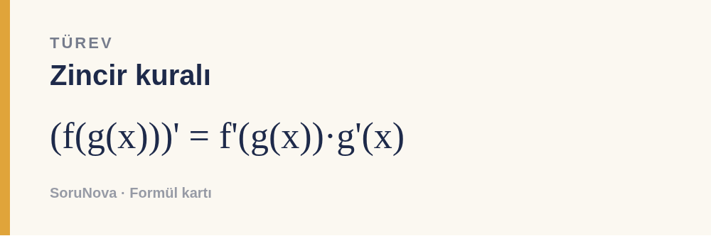 Zincir kuralı: (f(g(x)))' = f'(g(x))·g'(x)