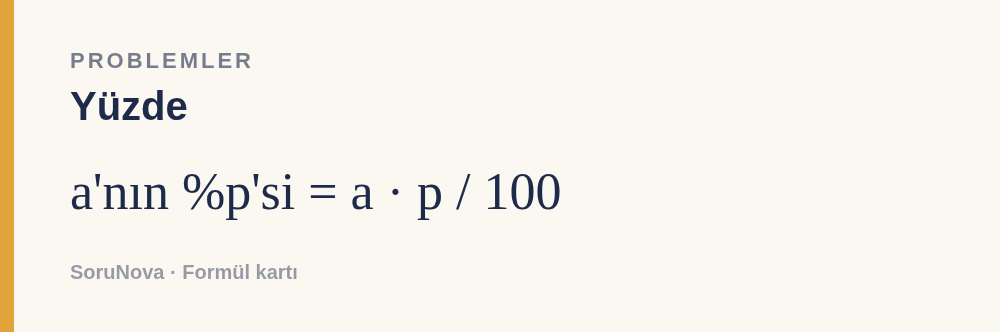 Yüzde: a'nın %p'si = a · p / 100