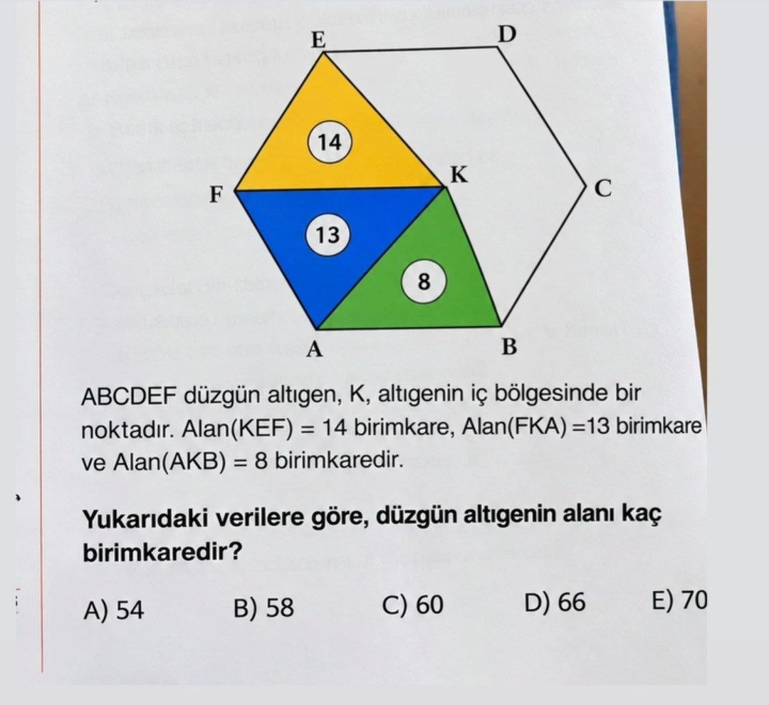 Düzgün Altıgen Alanı ve İç Bölge Üçgen İlişkisi görseli
