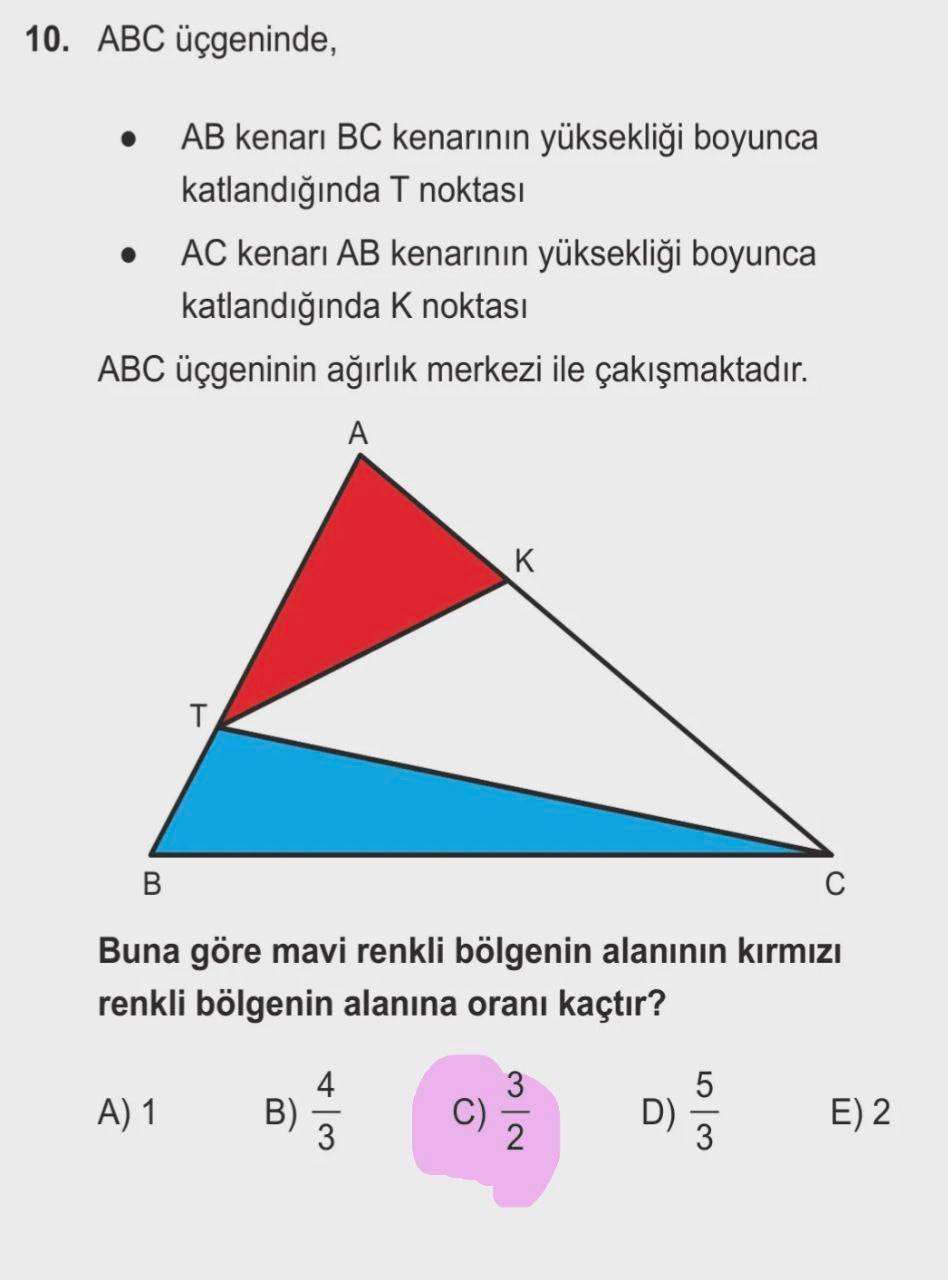 Üçgende Katlama ve Alan Oranları Soru Çözümü görseli