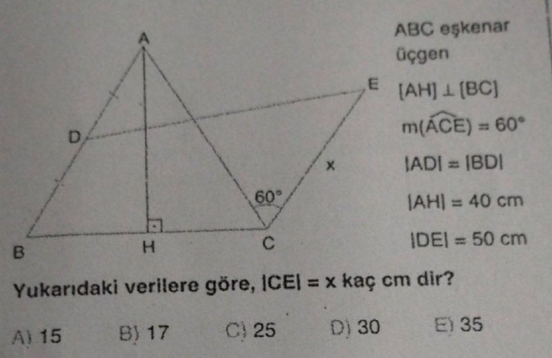 Eşkenar Üçgen ve Üçgende Benzerlik Sorusu Çözümü görseli