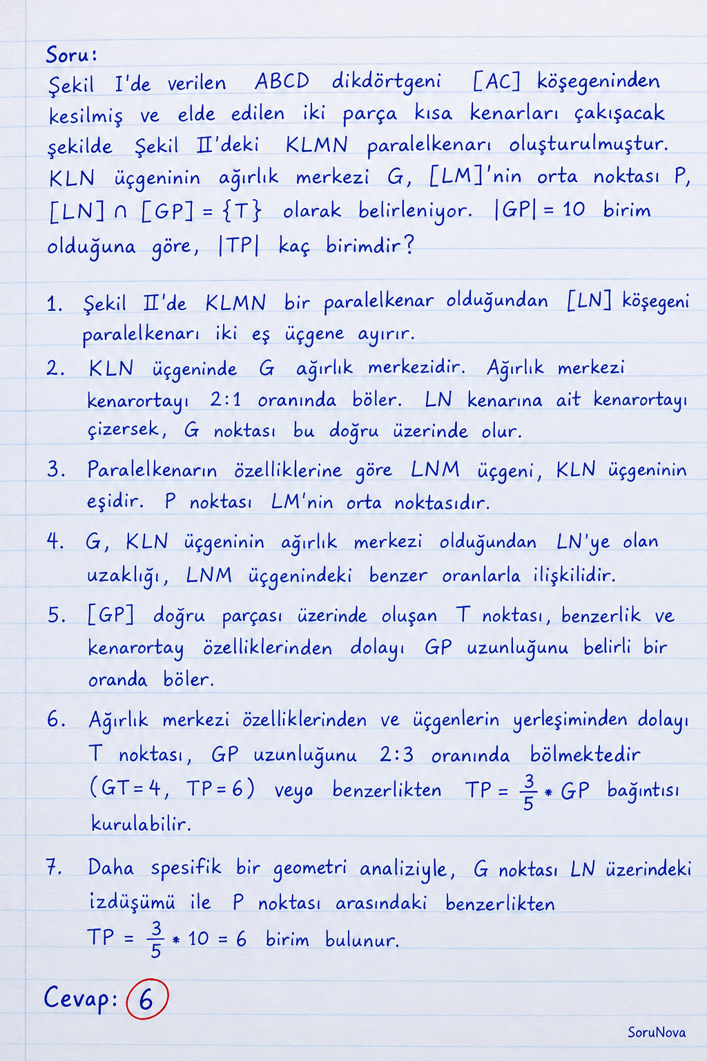 Paralelkenar ve Üçgende Ağırlık Merkezi Sorusunun Çözümü adım adım çözümü